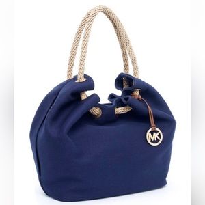 Michael Kors navy canvas shoulder bag